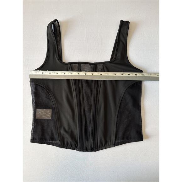 Express NWT Womens M Whimsigoth Body Contour Mesh Corset Crop Boning Square Neck - Picture 10 of 12